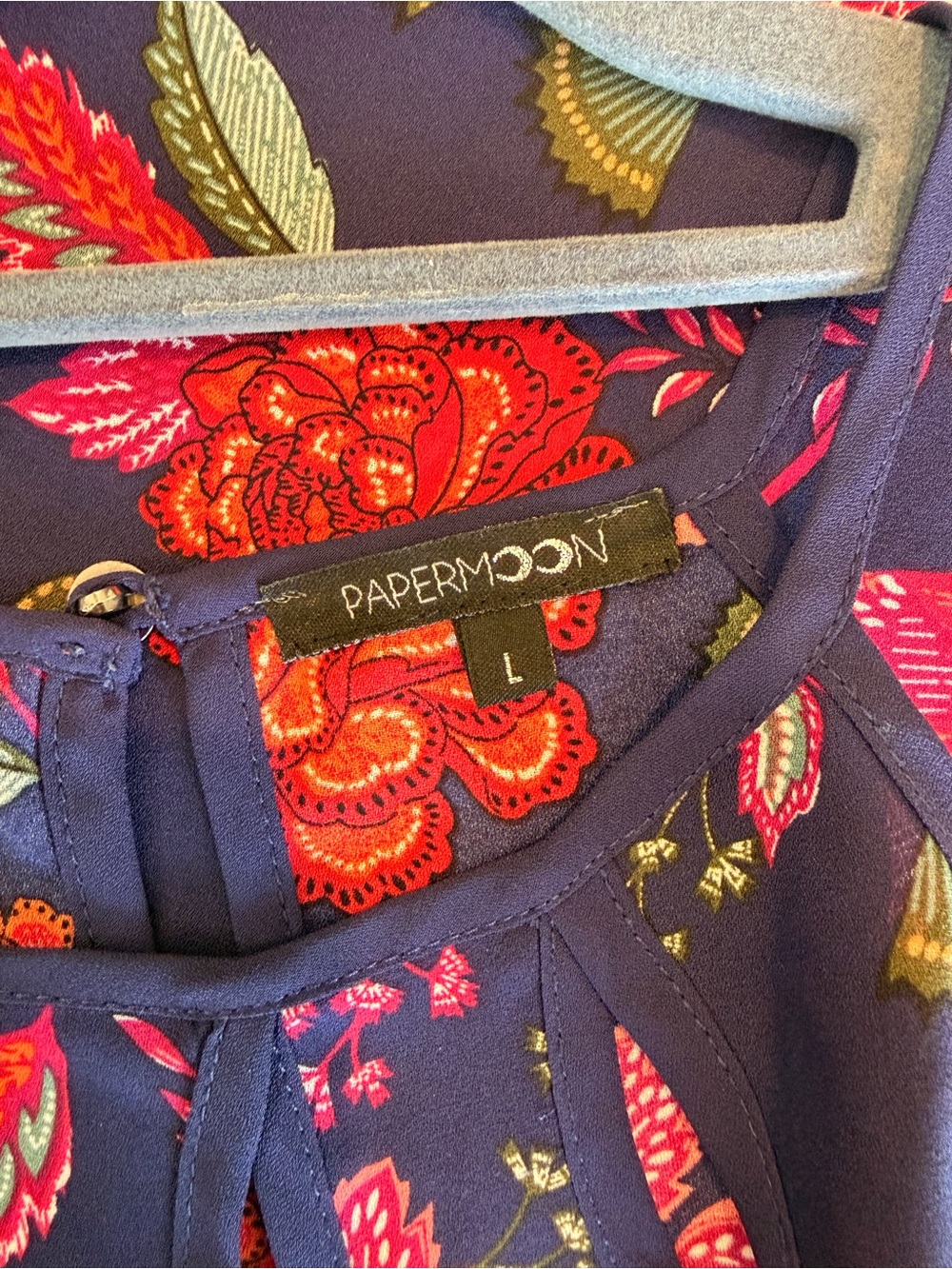 Papermoon Navy Halter Camisole with Pink & Red Floral Print - Picture 5 of 6